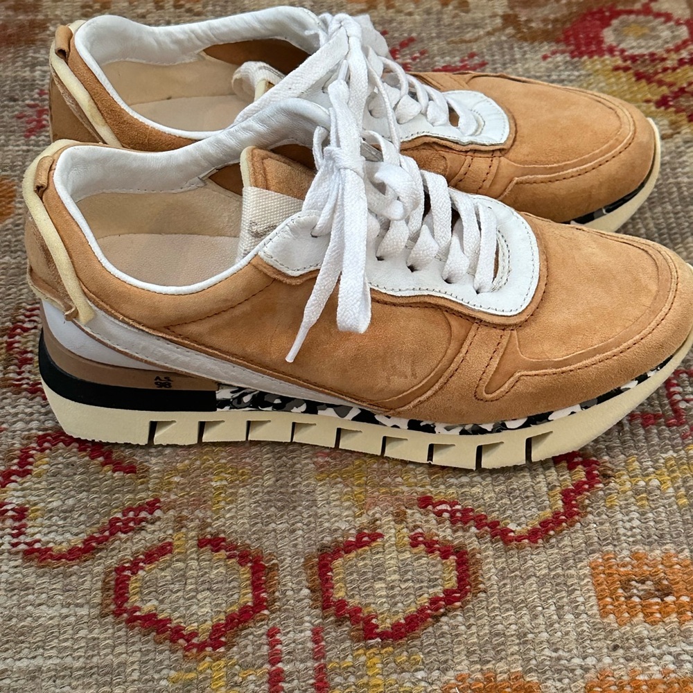 A.S.98 Tan and White Suede Athletic Sneakers - Picture 2 of 7